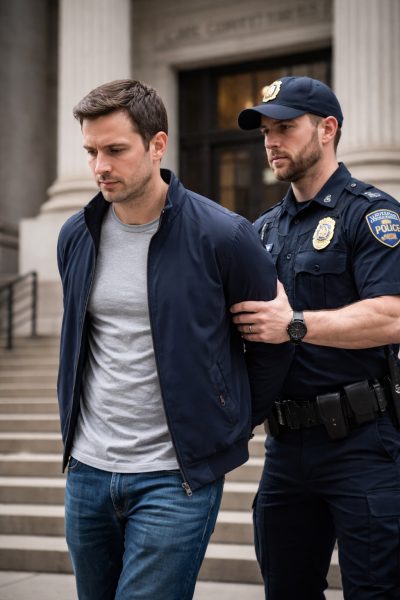 What to do after an arrest in Rhode Island - person being escorted by police after arrests in Rhode Island